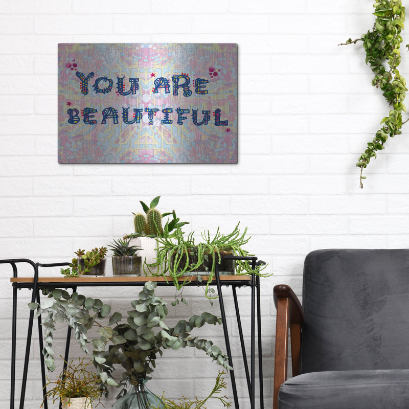 Red Barrel Studio® «You Are Beautiful» par Dean Russo, art mural en métal, H 12 po x l 16 po