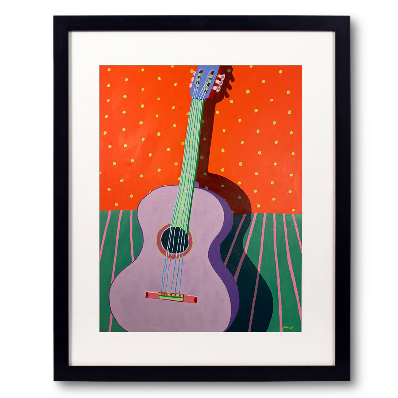 Guitar Print by Sue Graef, Black Framed Paper, 20" H x 16" W