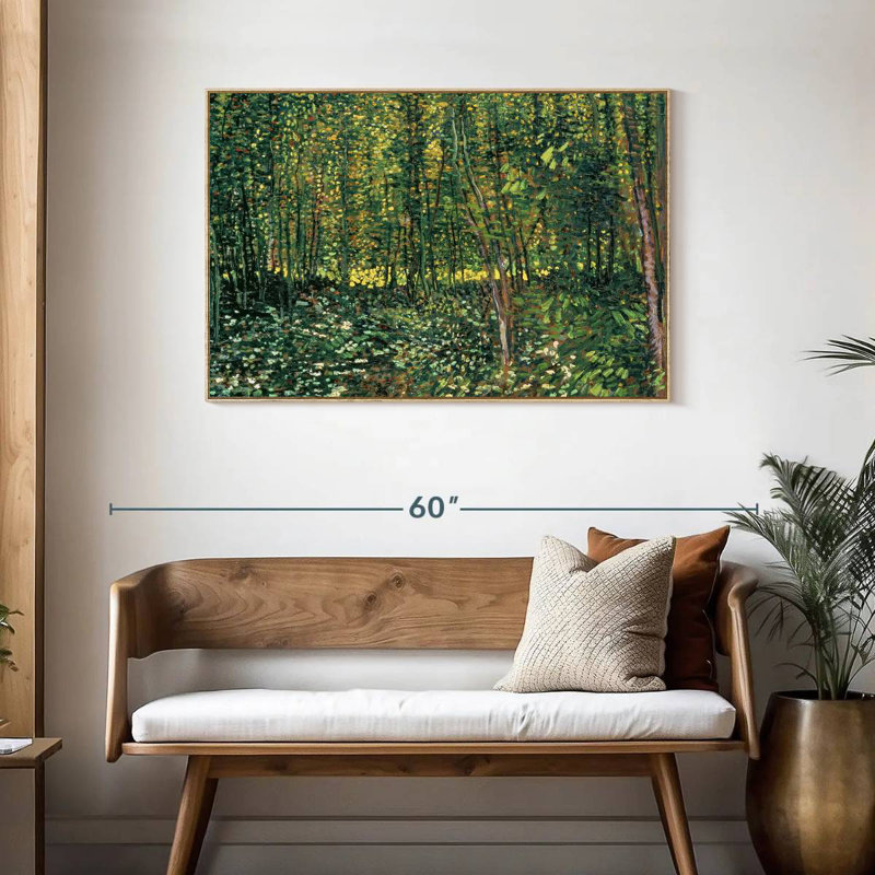 Arbres et sous-bois, Cadre flottant en bois naturel, 43 po x 29 po