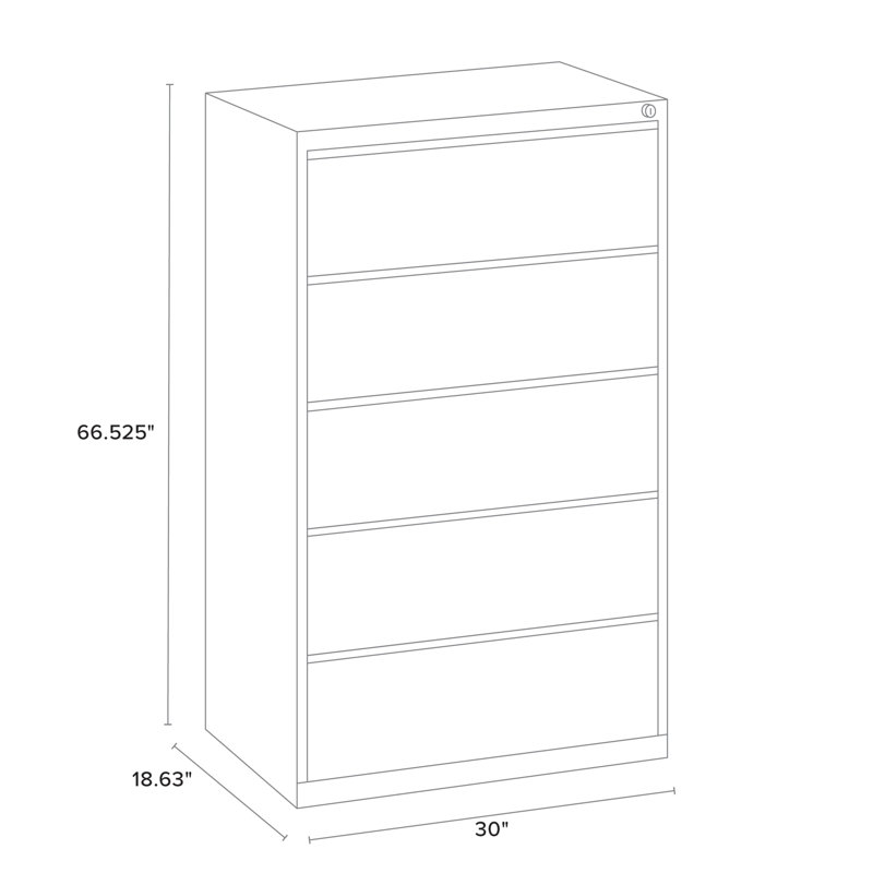 30'' Wide 5 -Drawer Steel File Cabinet, White