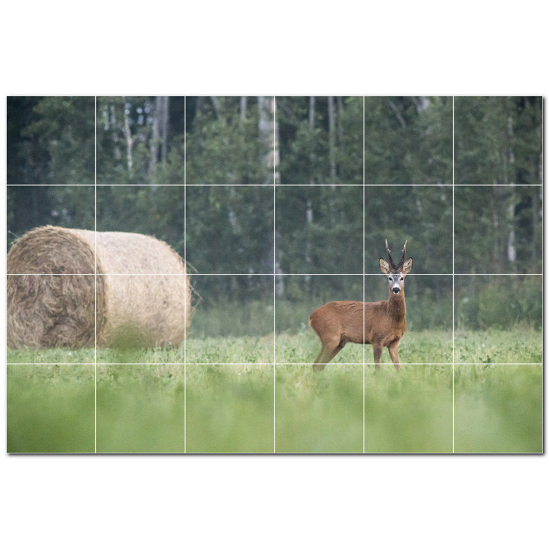 Murale décorative cerf en céramique 6 po x 6 po Deer Photo
