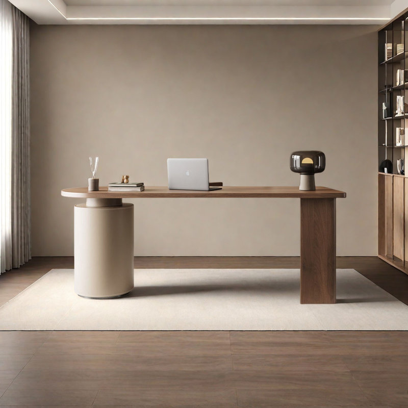 Bureau moderne en noyer, H 29,5 po x l 55,1 po x P 27,6 po