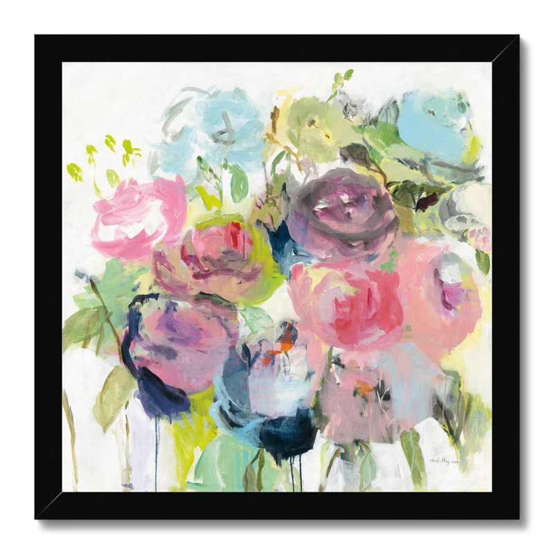 Bright Summer Peonies by Marilyn Hageman - Painting, 80cm H x 80cm W, Black Framed Paper Print