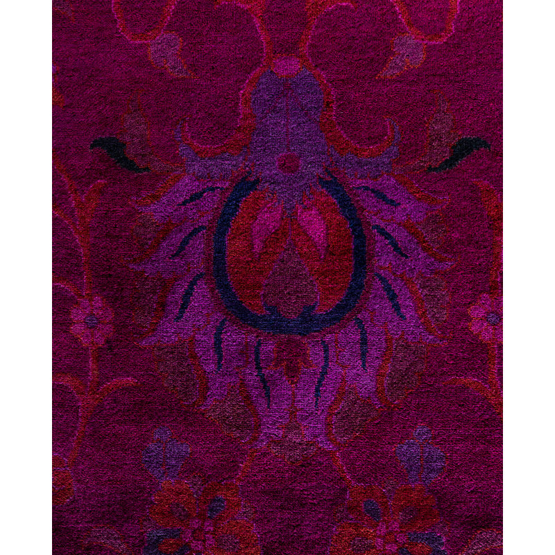 Overdyed Hand-Knotted Wool Modern-Contemporary Pink Area Rug 9' 4" x 12' 2"