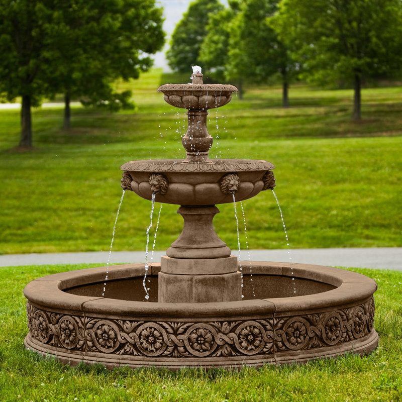 Parisienne Floor Fountain, Aged Limestone