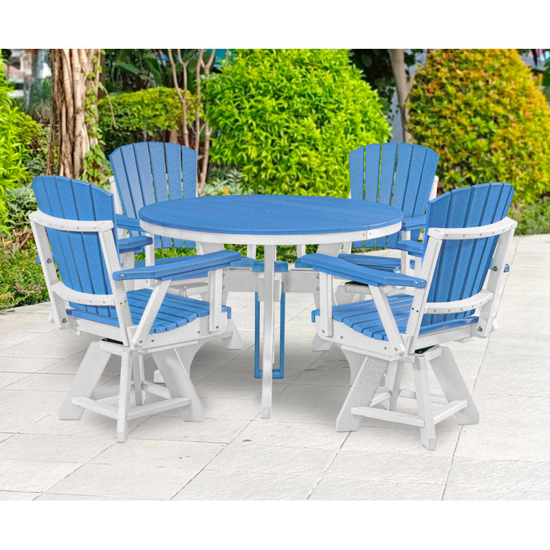 Ensemble repas extérieur pour 4 personnes L 44 po Alsworth, Blanc / bleu