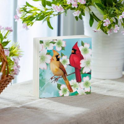 What She Shed Table Decor Wood Plock Cardinal, 6"