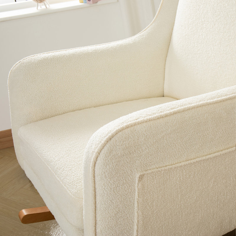 Babymore Ida Nursing Chair with Stool, White Bouclé