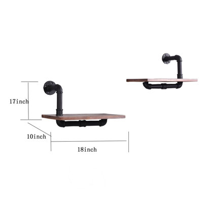 2 Piece Metal Industrial Pipe Shelves