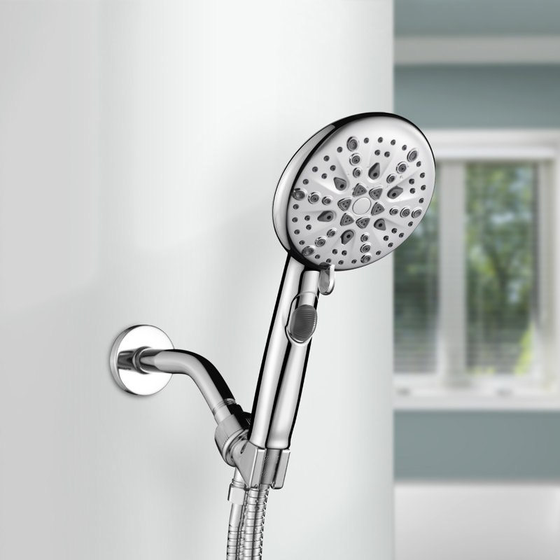 MultiFunctional 9-Spray Shower Head with Pause Pattern, Built-in Power Wash, Chrome