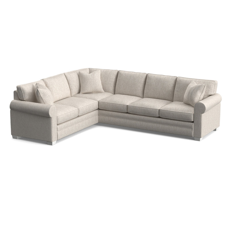 Bedford Upholstered L-Sectional, Snow Crypton Performance; 0884-91, Left Hand Facing, Frost White Finish