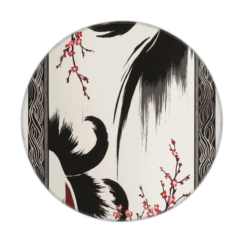 Sakura Dreams Indoor And Outdoor Area Rug, Round 5'