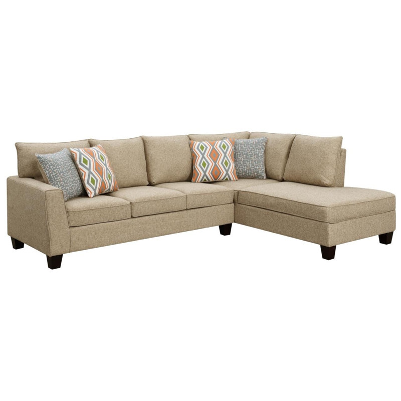 Thlema Upholstered L-Shaped Sectional Right Hand Facing, Light Brown Polypropylene/Olefin