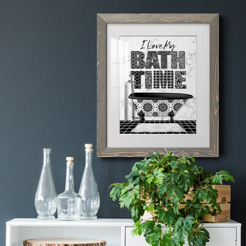 Bath Time - Art textuel, cadre photo, Cadre en papier gris, H 24 po x l 18 po x P 1,5 po