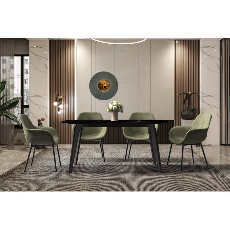 Table de salle à manger Costin, Noir / or, L 31,5 po x L 55,11 po