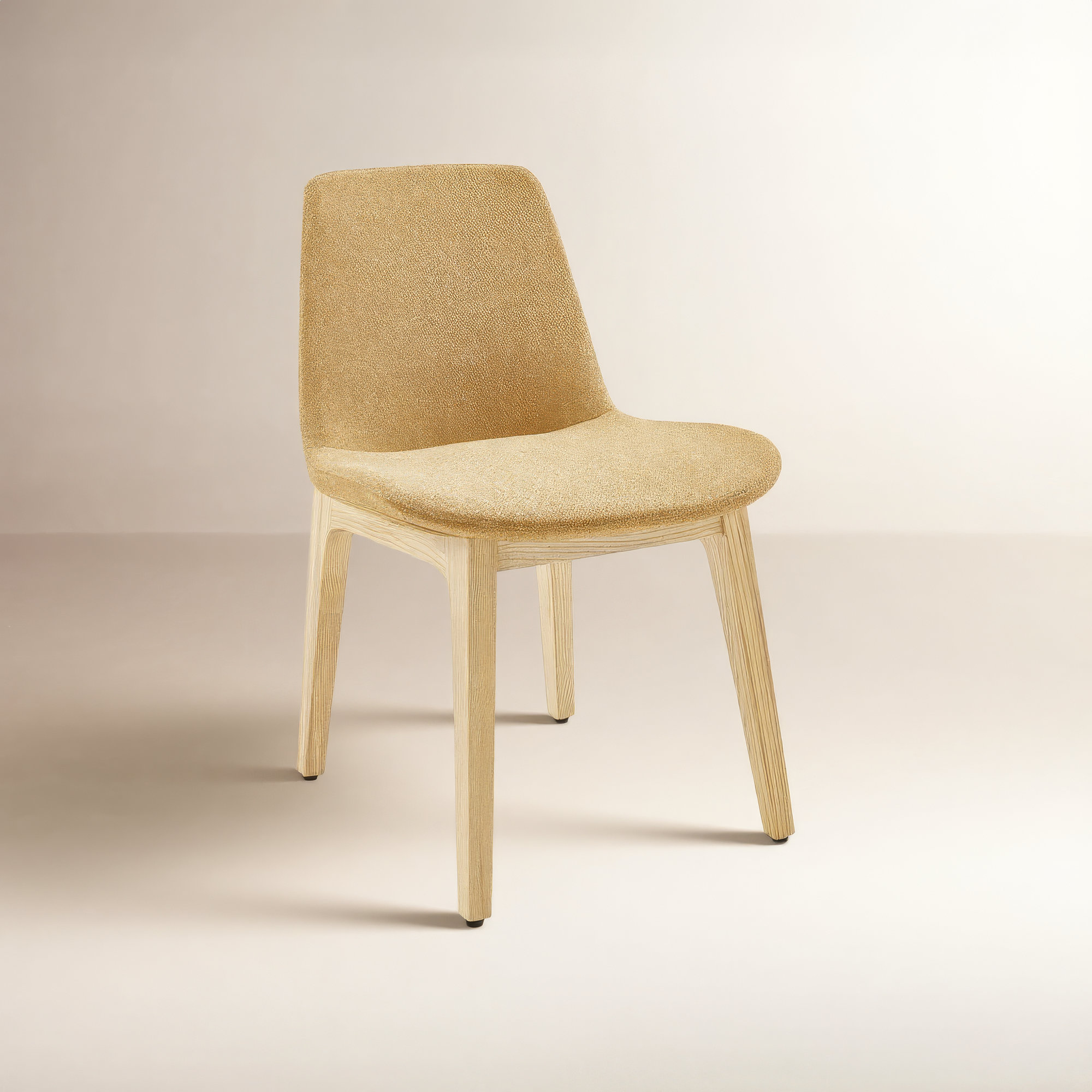 Amar Side Chair In Fabric And Natural Ash Legs - Set Of 2, Yellow