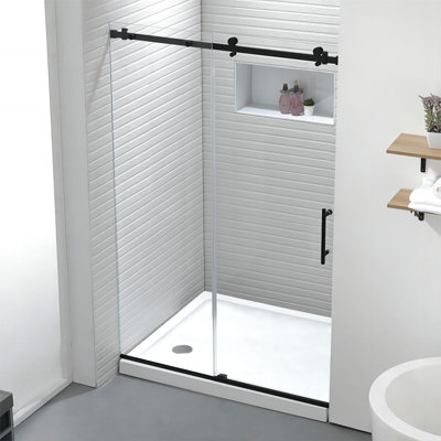 48" W x 76" H Sliding Semi-Frameless Shower Door