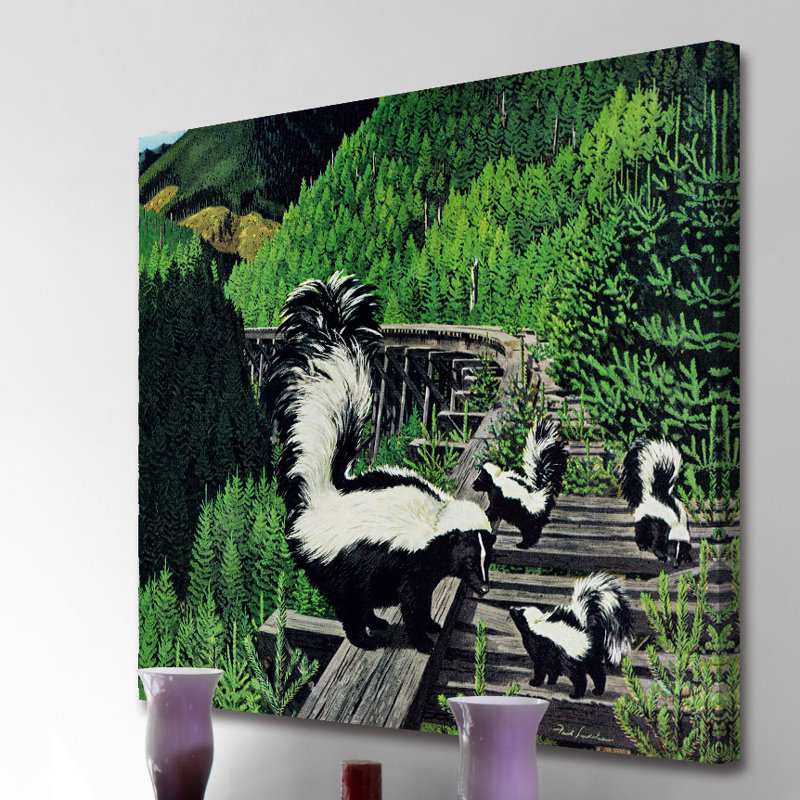 « moufette family », reproduction d’art sur toile tendue, H 48 po x l 48 po x P 1,5 po