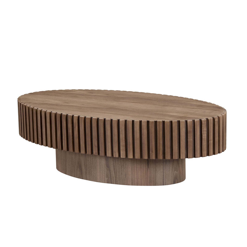 Modern Handcraft Drum Coffee Table, Walnut