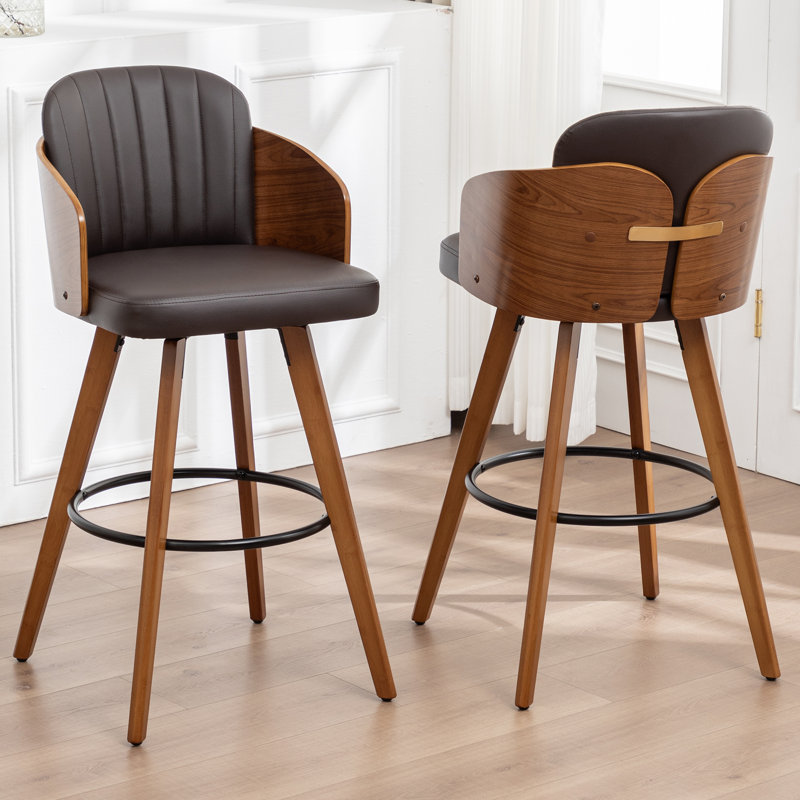 Ljubka Swivel Bar Stool, Bar Stool (77.1cm Seat Height), Brown
