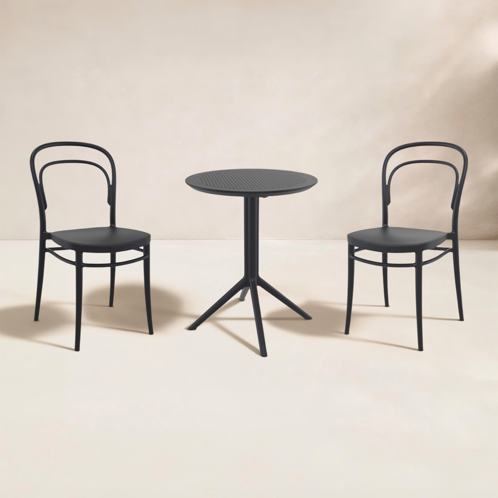 Farrah 24" Patio Bistro Set, Black