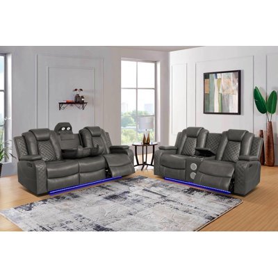 Codrina 2-Piece Power Reclining Living Room Set With Bluetooth Speakers, Wireless Charging & LED Lighting