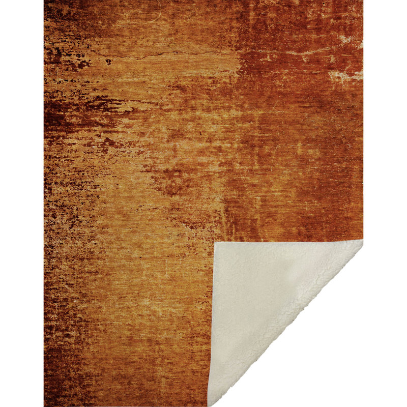Addison Machine Washable Sherpa Throw Blanket, Paprika, Abstract Monochromatic