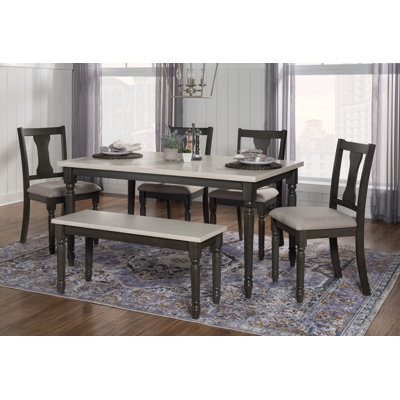 Io 6-Piece Two Toned Wood and Upholstered Dining Set