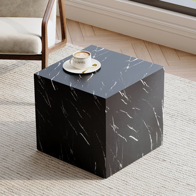 Square Side Tables For Living Room, Marble-Patterned Coffee Tables, Fully Assembled, Multi-Functional