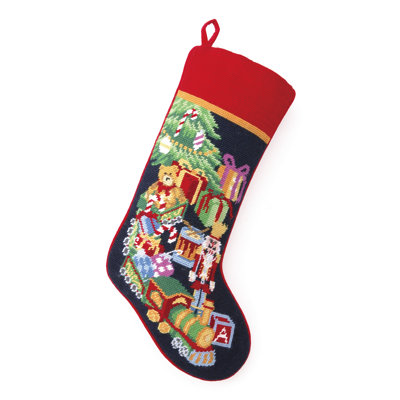 Toy Train Needlepoint Stocking