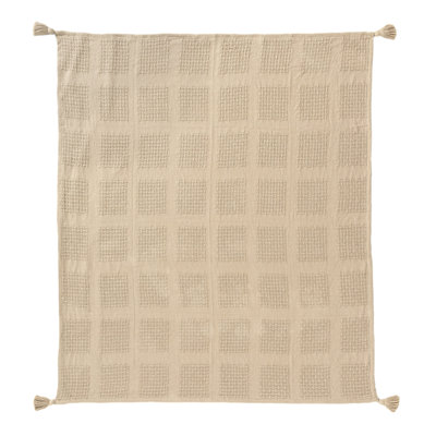 Waffle Weave Solid Cotton Throw Blanket