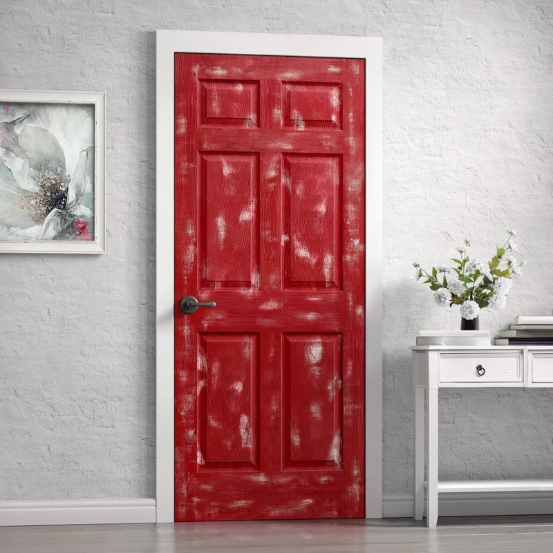 Porte standard à panneaux en bois manufacturé, 30 po x 80 po, Rouge rétro