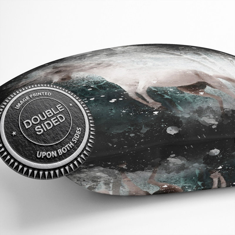 Horse Rearing in a Winter Forest Paint Splash Cushion with Filling, 55cm H x 55cm W x 20cm D