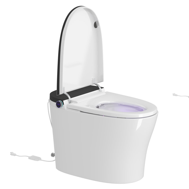 Toilette intelligente encastrée de 30,5 cm (12 po) avec couvercle automatique, douchette bidet et siège chauffant