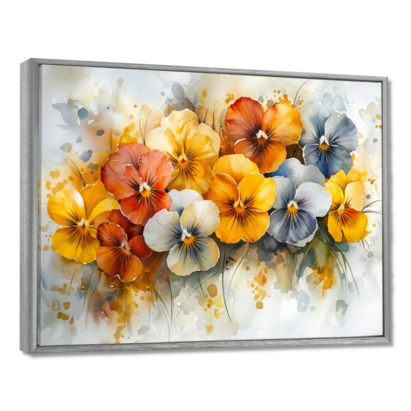 Hutchings - Floral Wall Art, Argent argent, H 12 po x l 20 po, Impression encadrée flottante