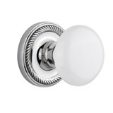 Rope Rosette with White Porcelain Door Knob