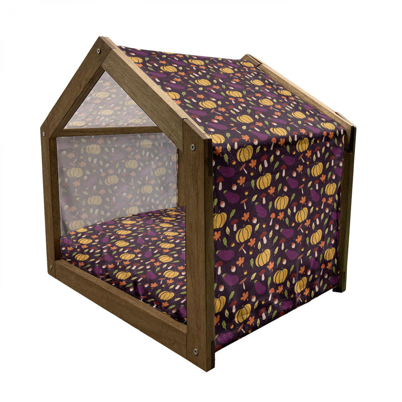 Niche pour chien en bois brun, H 32,28 po x l 39,37 po x P 28,35 po