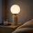 Mila Tall 15" Modern Travertine LED Table Lamp with Frosted Glass Globe Shade-126420617-139814786