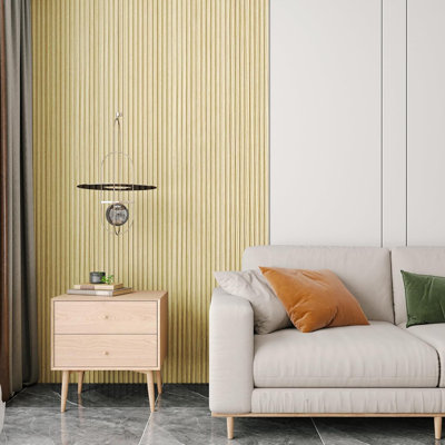 16 Pack Slat Wall Panels, WPC Soundproof 3D Wall Panel for Interior Wall Decor, 48 x 6 in (Oak)