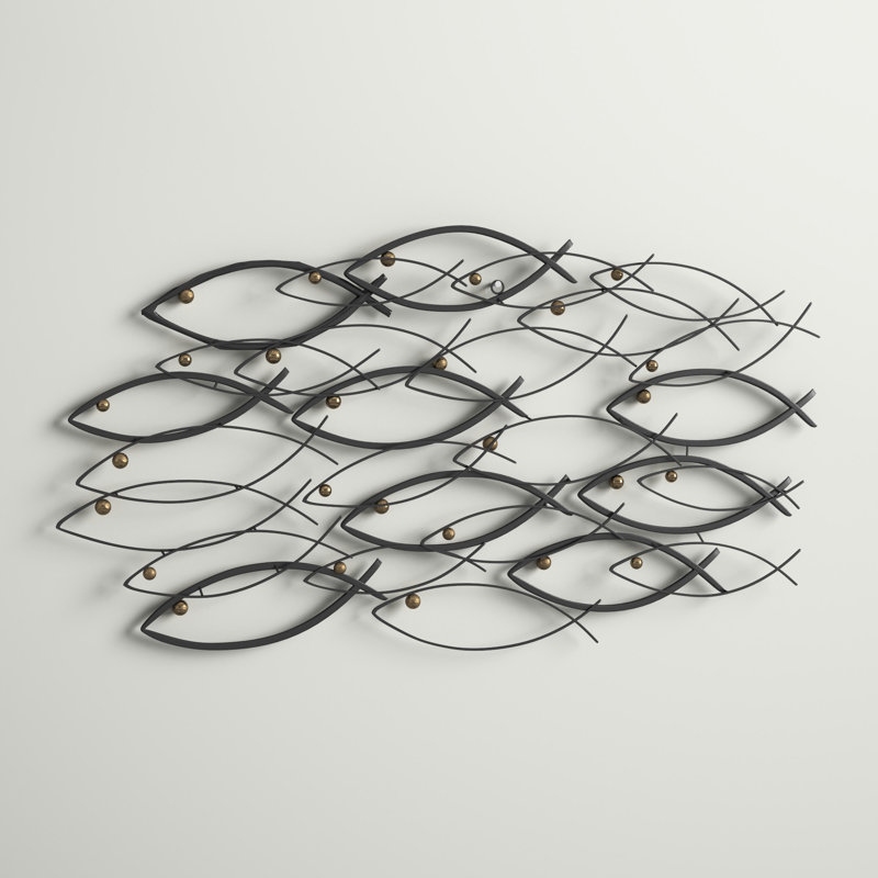 Dovecove Metal Indoor Outdoor Fish Dark Gray Wall Decor & Reviews | Wayfair