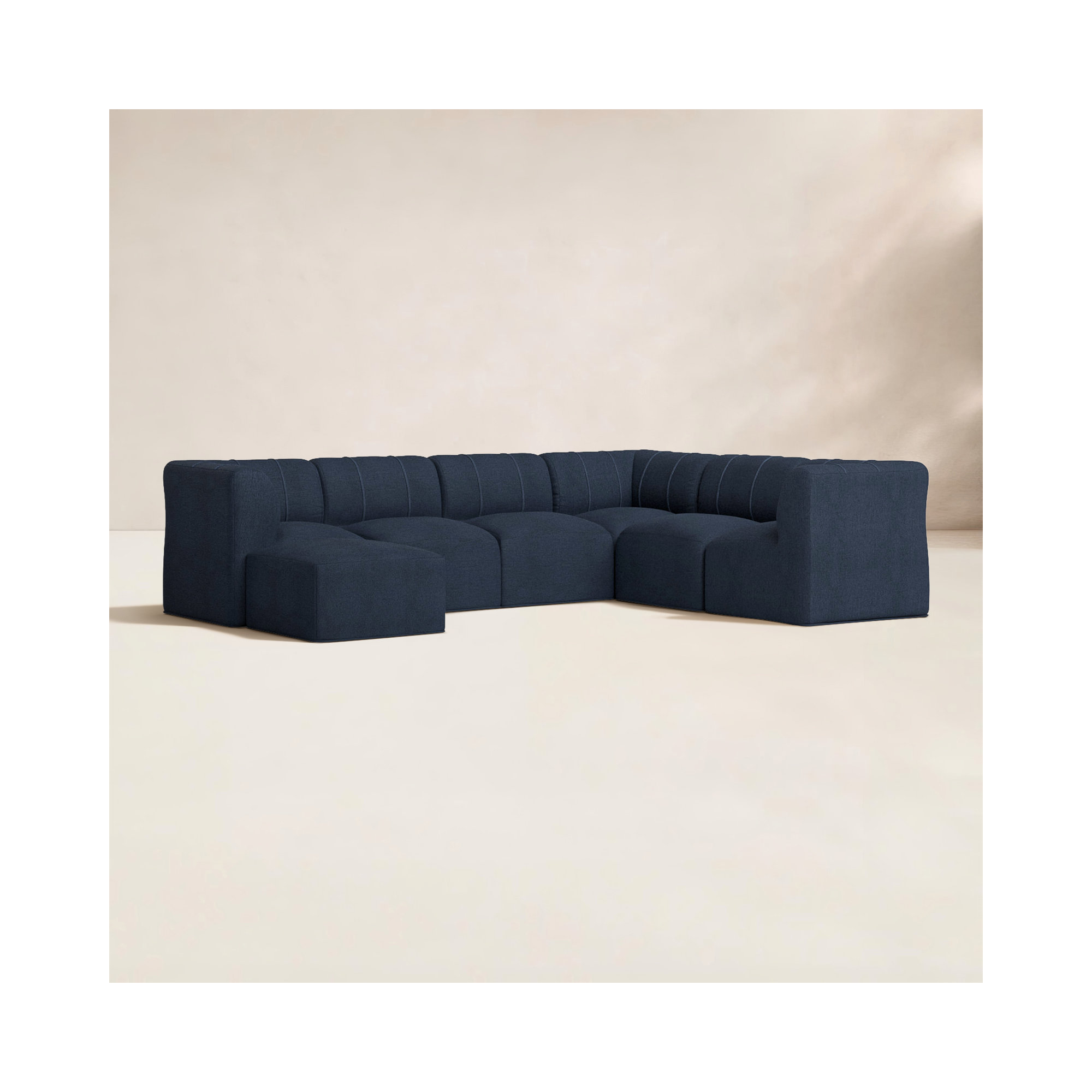 Eliana 124'' Outdoor Sectional with Sunbrella Cushions, Spectrum Indigo Sunbrella®