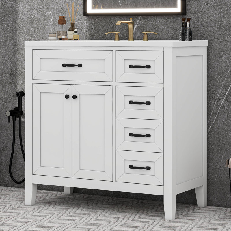 Meuble-lavabo 36 po avec lavabo et tiroirs 36 po, Blanc