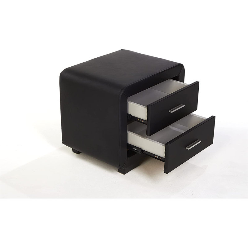 Fiep 52cm W Iron Bedside Table, Black