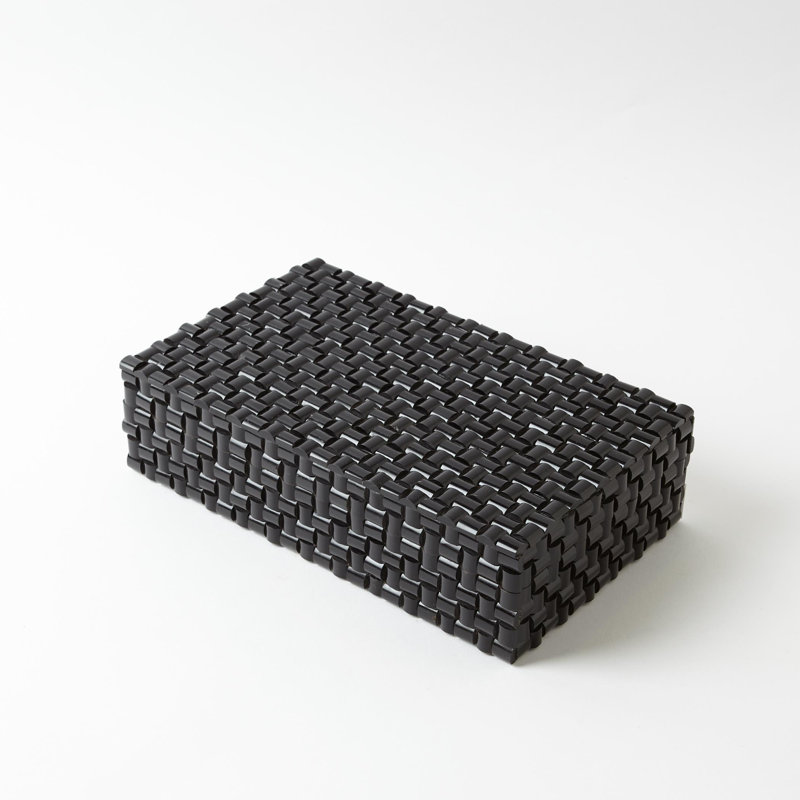 Horn Box Woven Black, 3" H x 7" W x 12" D