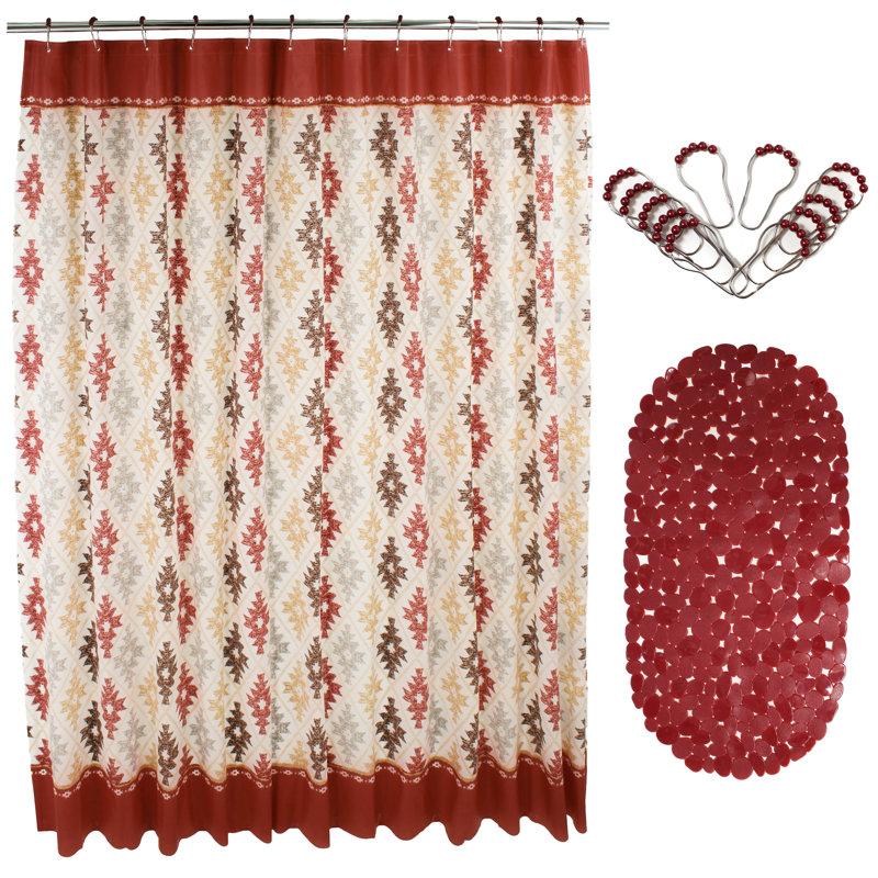 Keyonnie Geometric Shower Curtain with Hooks Included