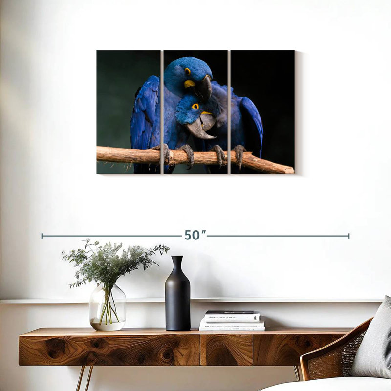 Brampt Hyacinth Blue Macaws, 20" H x 33" W