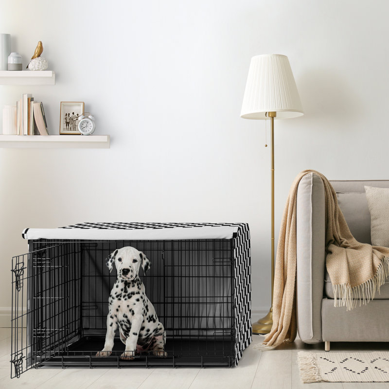 Housse pour chenil à carreaux Gingham, Noir / blanc