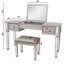 Table de maquillage de chambre à coucher avec miroir - Bureau de coiffeuse en miroir à grande capacité de rangement pour 2 tiroirs