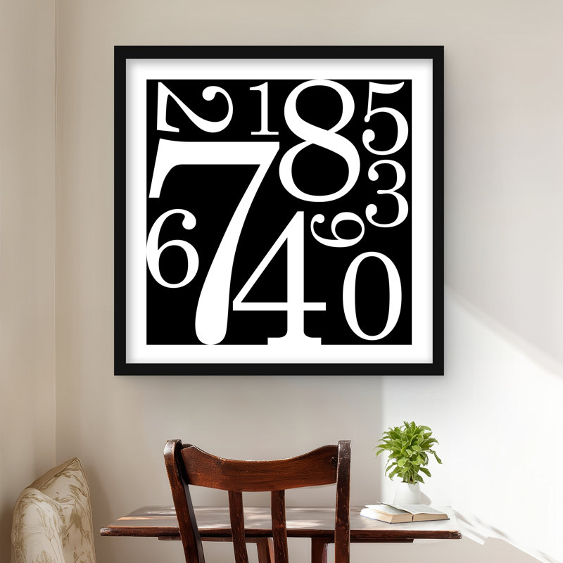 Zero to Nine - White Typo & Symbols, reproduction encadrée, H 24 po x l 24 po, Noir