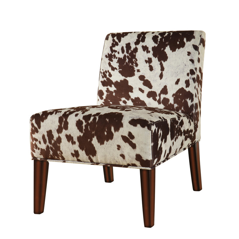 Abasi Upholstered Slipper Chair, Brown Cowhide